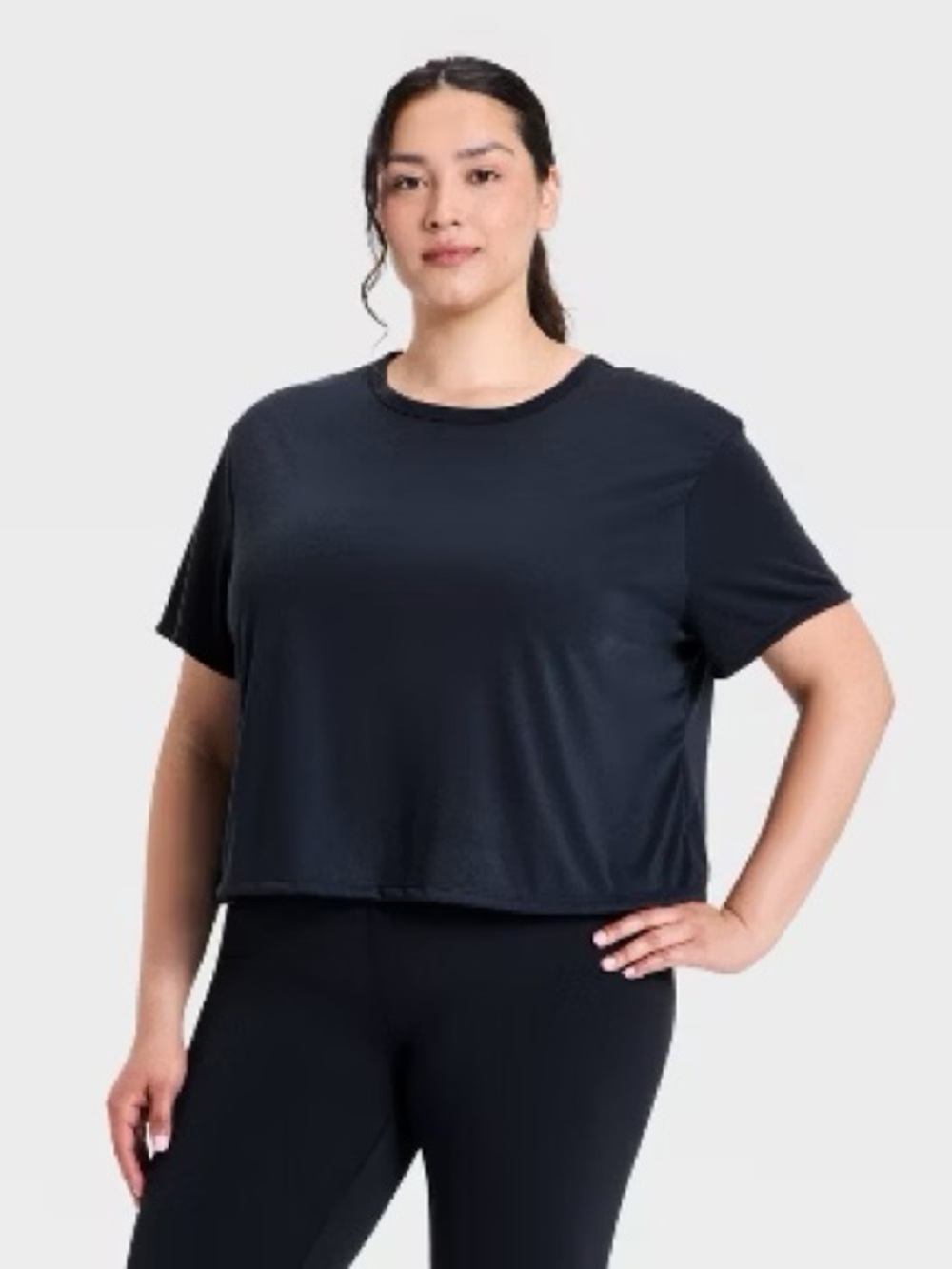 all in motion Black Cropped Short-Sleeve Tee
